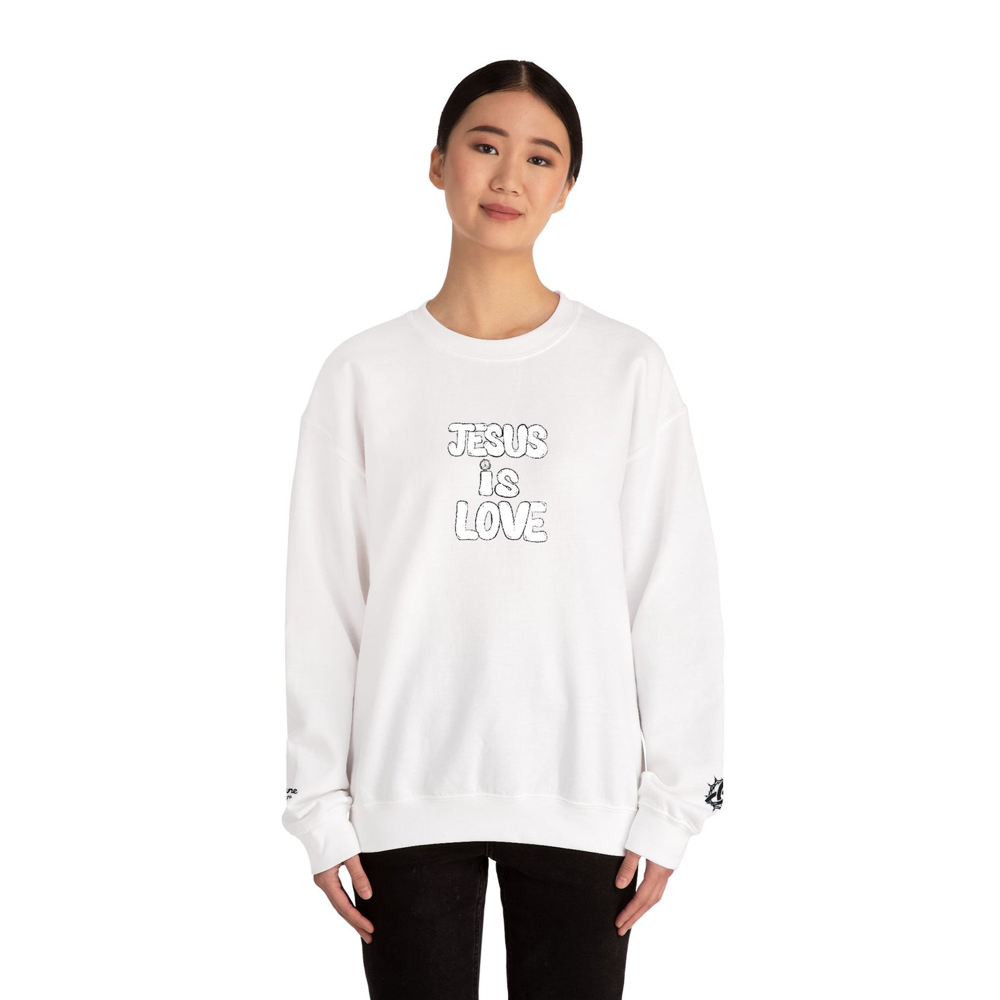 Jesus Is Love Crewneck Sweatshirt — Minimal Christian Faith Pullover
