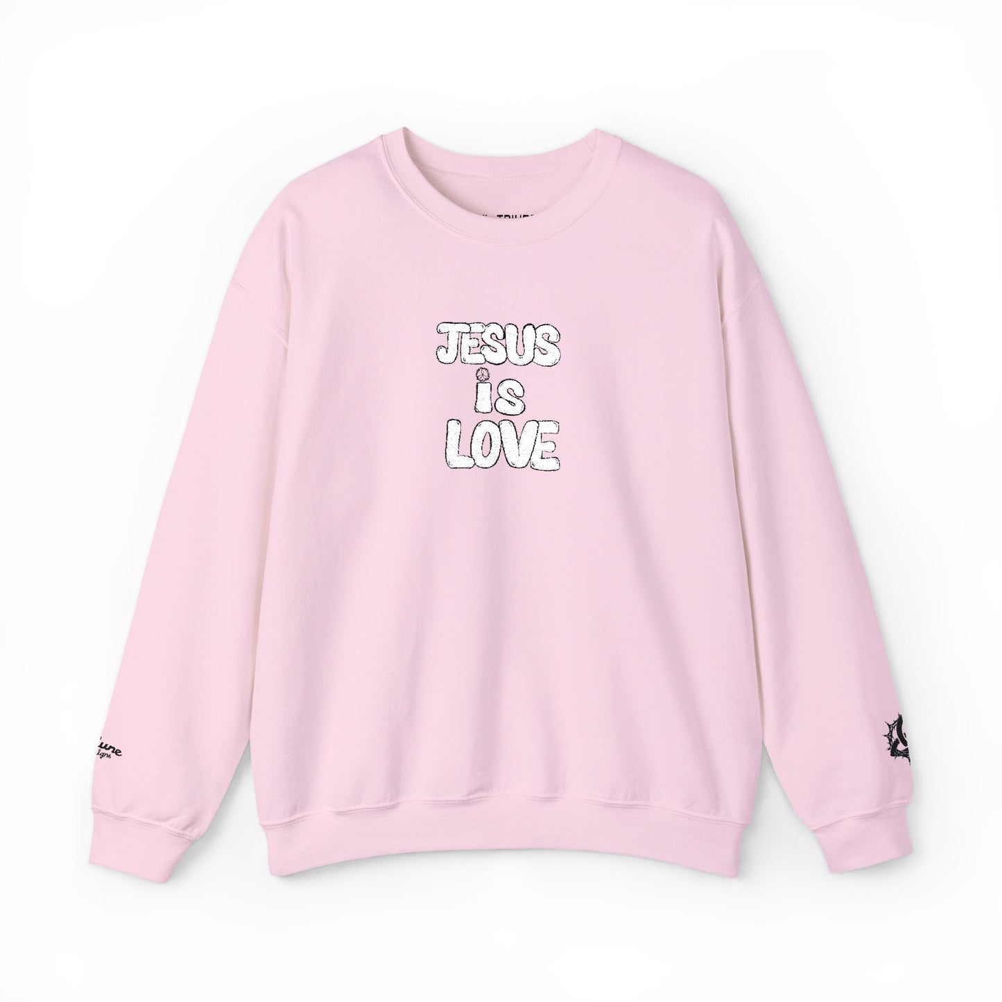 Jesus Is Love Crewneck Sweatshirt — Minimal Christian Faith Pullover