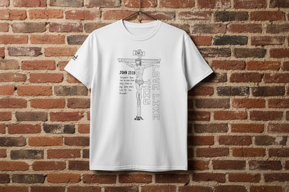 Christian Crucifix Tee — 'Love Like This' John 15:13 Graphic T-Shirt