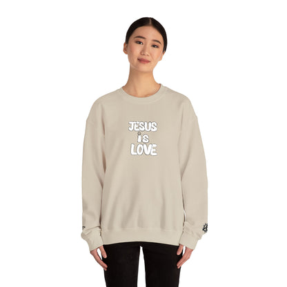 Jesus Is Love Crewneck Sweatshirt — Minimal Christian Faith Pullover