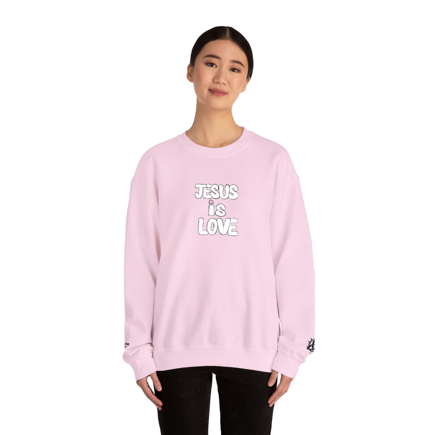 Jesus Is Love Crewneck Sweatshirt — Minimal Christian Faith Pullover