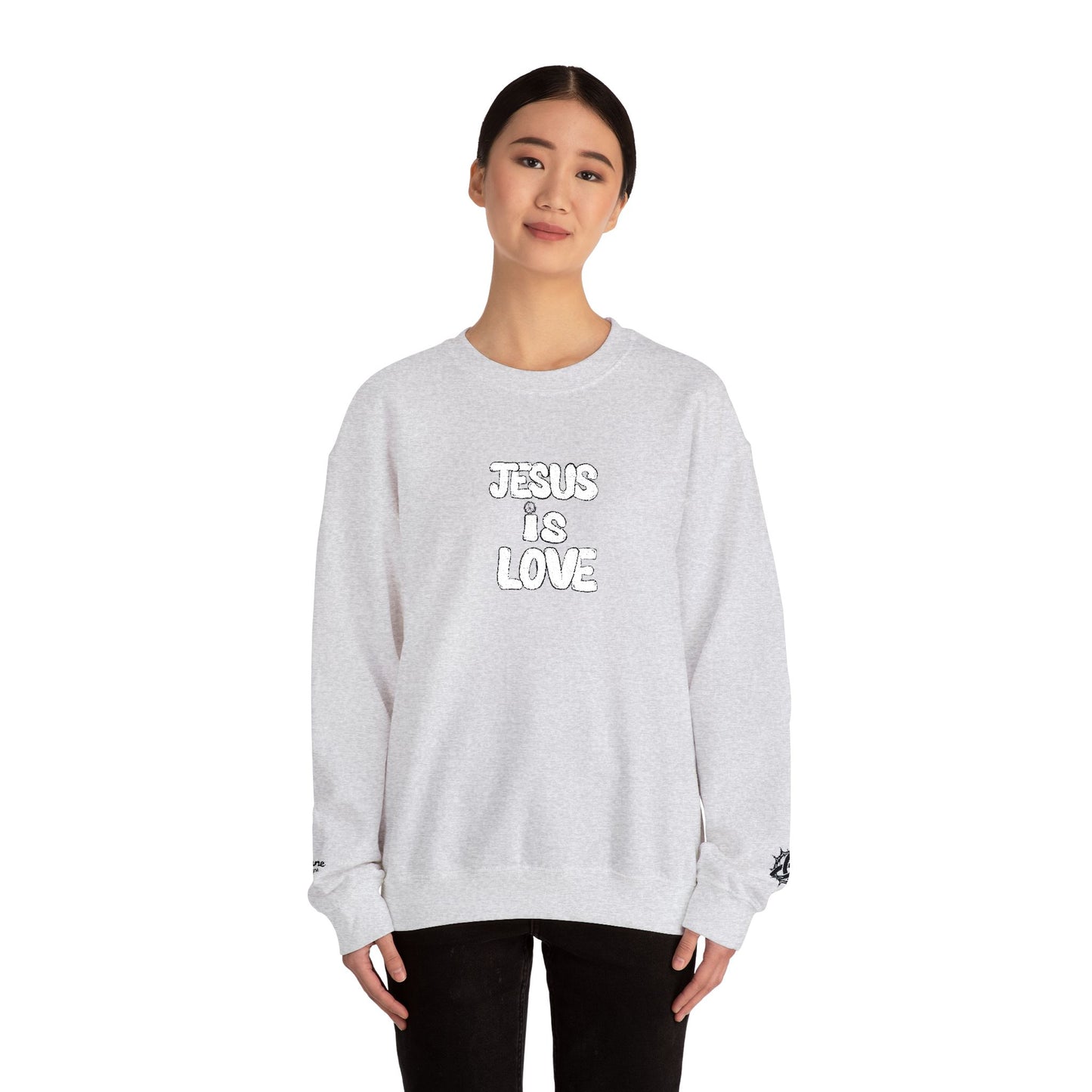Jesus Is Love Crewneck Sweatshirt — Minimal Christian Faith Pullover