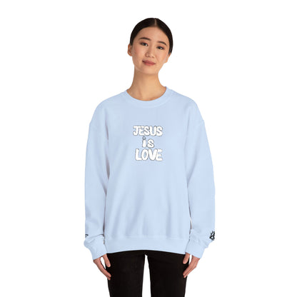 Jesus Is Love Crewneck Sweatshirt — Minimal Christian Faith Pullover