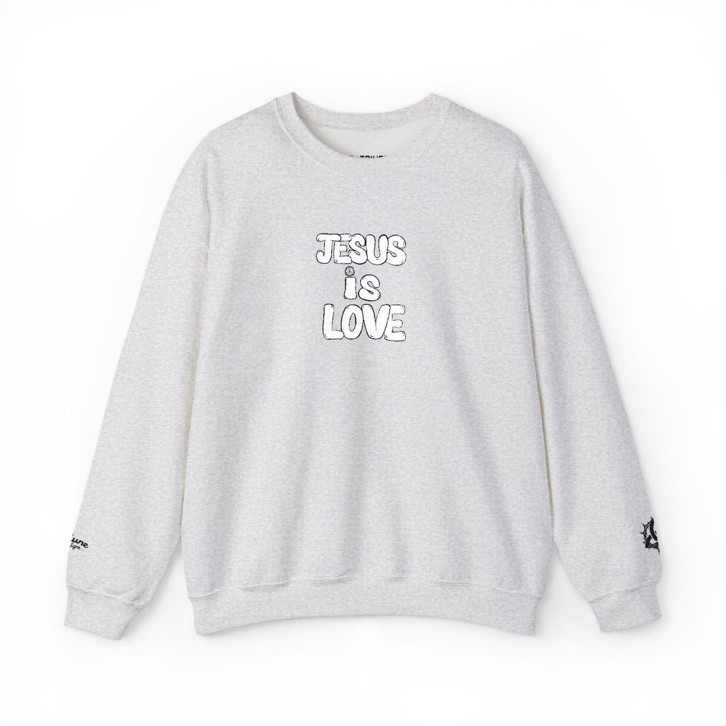 Jesus Is Love Crewneck Sweatshirt — Minimal Christian Faith Pullover
